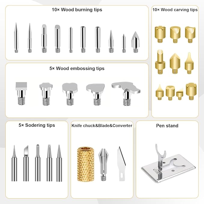 Wood Burning Kit, 2 Set WoodBurning Tool Adjustable Temperature 200~450 ℃ - Image 3