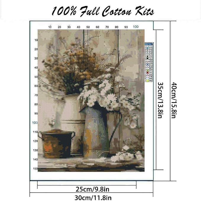 MYBISYMQQ Flower Stamped Cross Stitch Kits, DIY Flowers Cross Stitch Ornament - Image 2