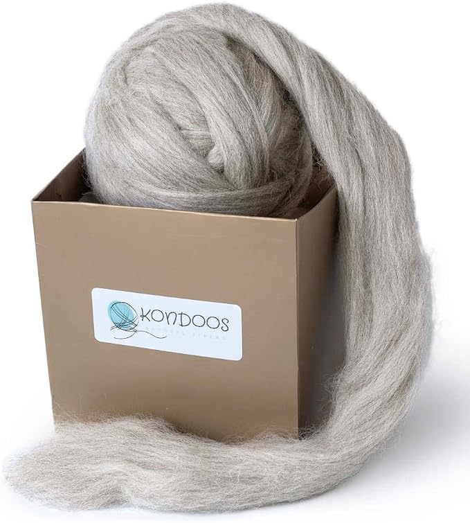 Natural Wool roving, 8 OZ. Best by Kondoosnaturalfibers
