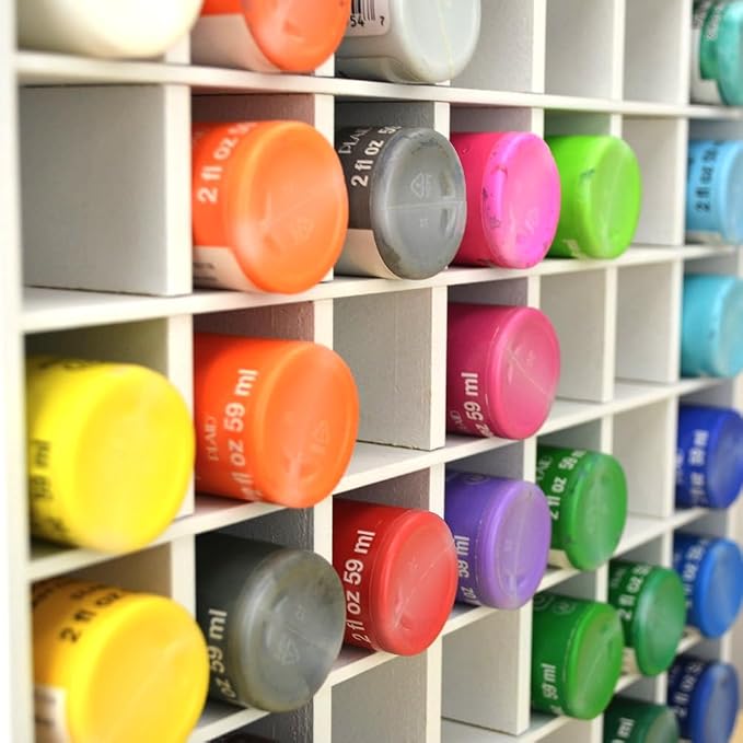 80 Grids Paint Organizer, Wall Mountable Craft Paint Storage Rack, Paint Bottle - Image 6