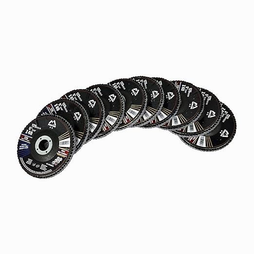 Merryland Flap Disc 5 inch Metal for Angle Grinder, 5inch 40 Grit T29 Flap Wheel 10 Pack, Blue Zirconium Corundum INOX Stainless Steel Iron Universal, Craft-Line FC1108214-10