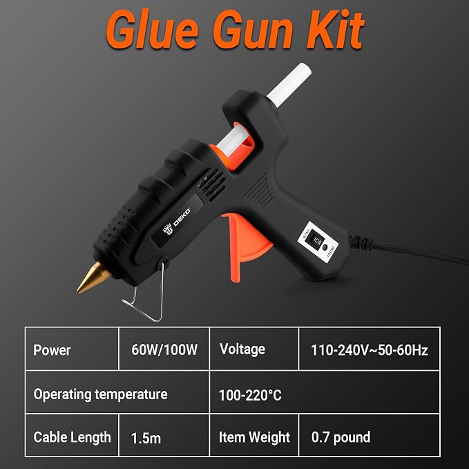 Hot Glue Gun Full Size: DEKOPRO 60/100Watt Dual Temp Hot Glue Gun Kit - Image 3