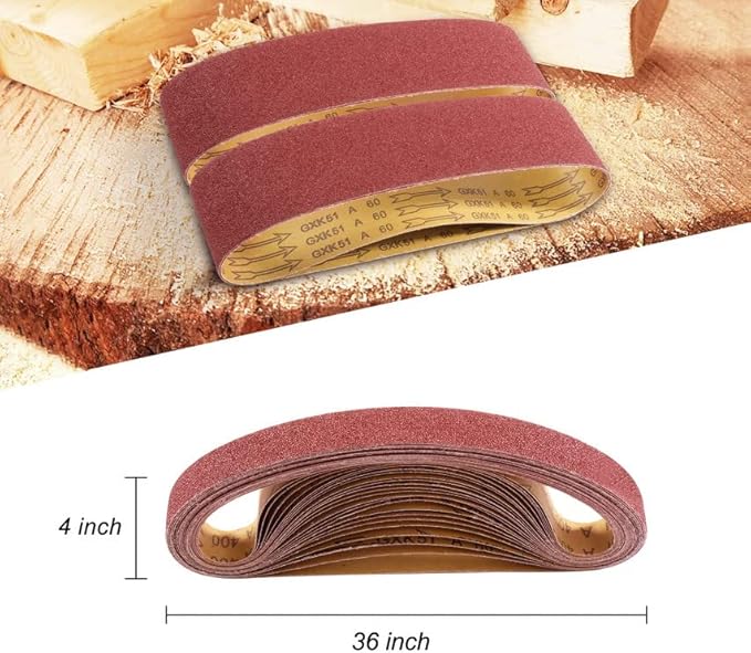 S SATC 12PCS Sanding Belts 4×36-Inch Sanding Belt Belt Sander Belt Sander Paper (2 Each of 60, 80, 120,150,240,400 Grits) Aluminum Oxide