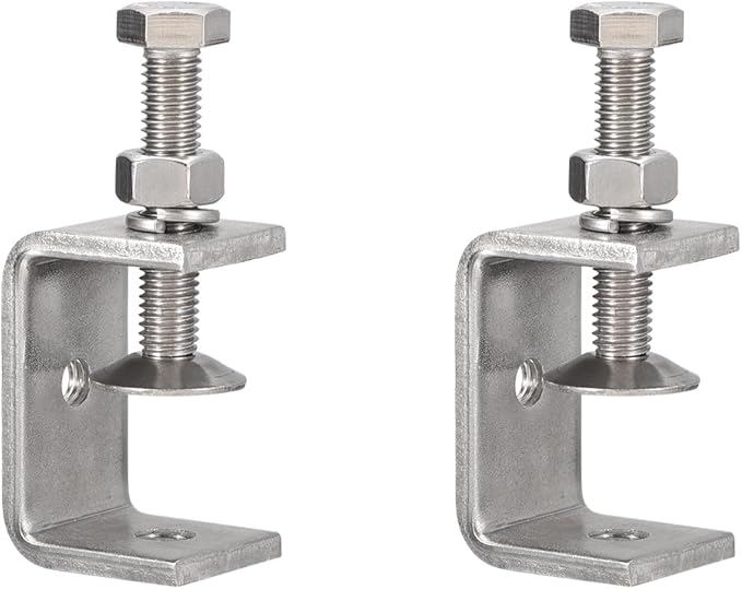 2 Pack 304 Stainless Steel C Clamps with 45mm/1.77" Stable Wide Jaw Opening Tiger Clamp for Woodworking Welding Construction Household Mount