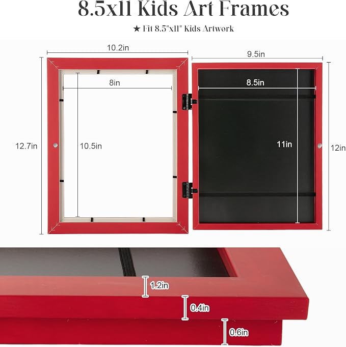 Kids Art Frames, 8.5x11 Front Opening Kids Artwork Frames Changeable, Holds 50 - Image 4
