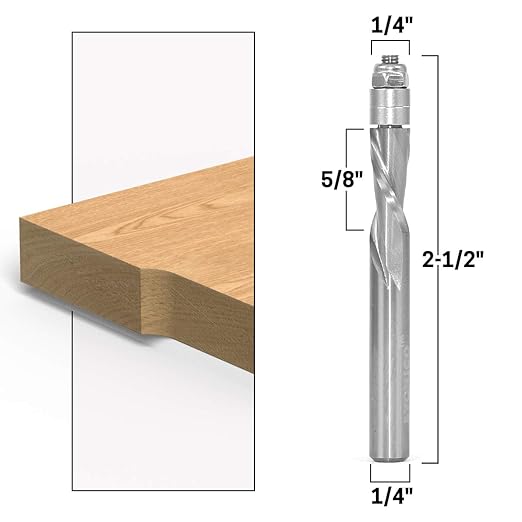 YONICO Solid Carbide Flush Trim Router Bit Spiral 1/4-Inch Downcut 1/4-Inch Shank 14118