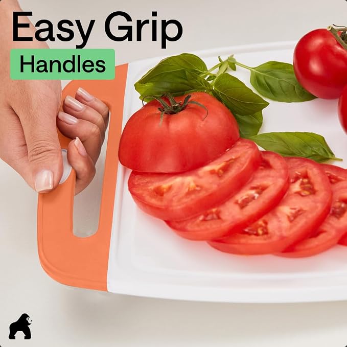 GORILLA GRIP BPA-Free Reversible Kitchen Cutting Board Set of 3 US Designed - Image 8