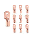10pcs 2/0 AWG-1/4”(M6) Ring Terminals 00 Gauge Copper Wire Lugs Battery Cable Ends Heavy Duty Battery Cable Terminal Connectors