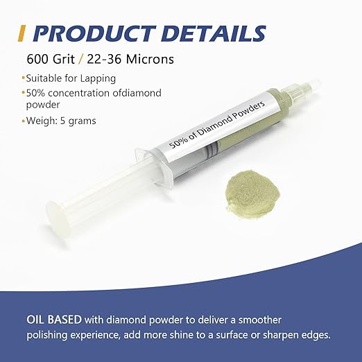 SCOTTCHEN Diamond Polishing Paste,600 Grit 22-36 Microns Lapping Compound with 50% Concentration of Diamond Powders for Jewelry, Metal, Ring, Glass, Coin,etc.-5 Gram