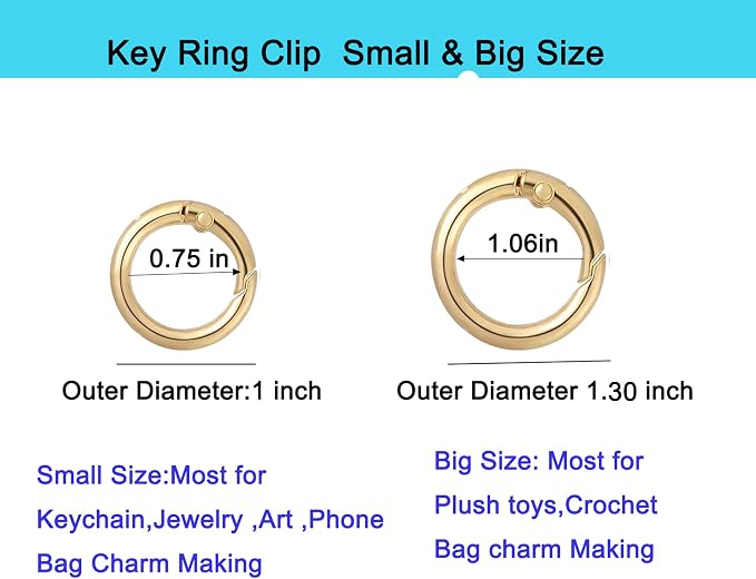 Round Carabiner Clip Bulk 20pcs 1.3 Inch Colorful Circle Carabiner Key Ring - Image 7