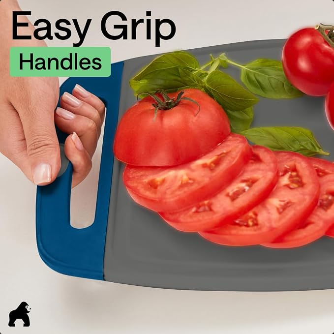 GORILLA GRIP BPA-Free Reversible Kitchen Cutting Board Set of 3, US Designed - Image 8