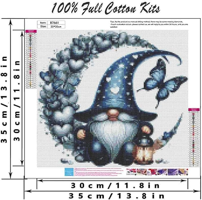 DYAIANGMU Stamping Cross Stitch Kit, Gnome Butterfly Stitch Kit - Image 2