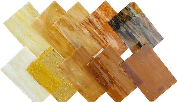 Lanyani（10 Sheets）Amber Variety Stained Glass Sheets 4 x 6 inch Opal Art Glass - Image 5