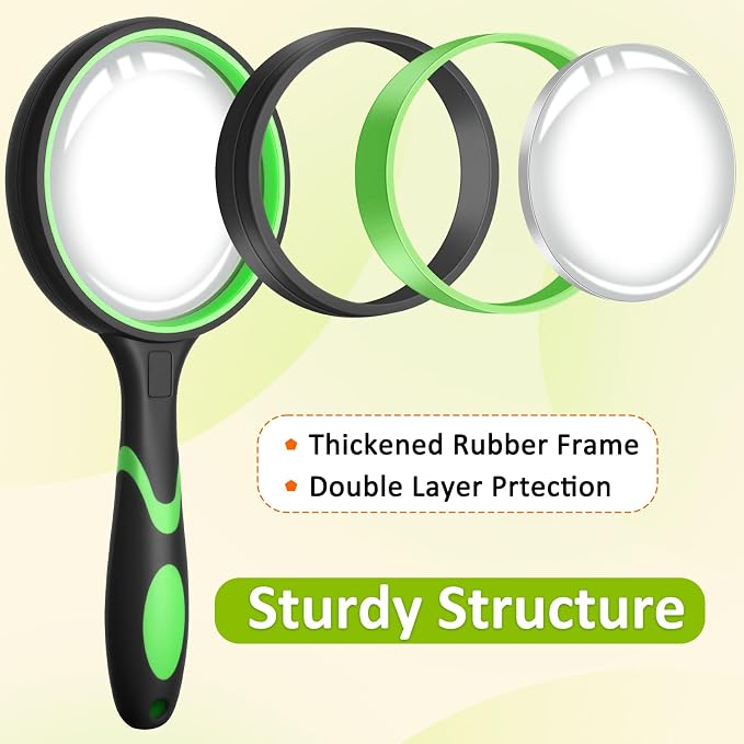 Leffis 6 Pack Magnifying Glass, 75mm 10X Multicolour Magnifying Glasses Lens - Image 2