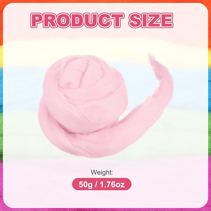 MECCANIXITY Wool Roving Yarn Soft Felting Wool 50g/1.76oz Pure Chunky Roving - Image 2