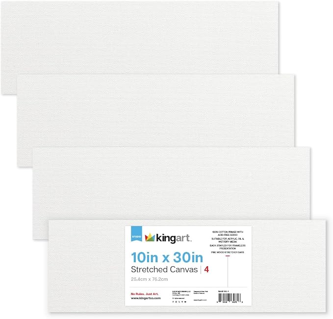 KINGART Stretched White Canvas Set – Panoramic Rectangle, 10x30 Inch, Triple by KINGART