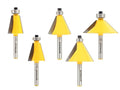 YONICO Router Bits Bevel Edge Forming Set 5 Bit 1/4-Inch Shank 13508q