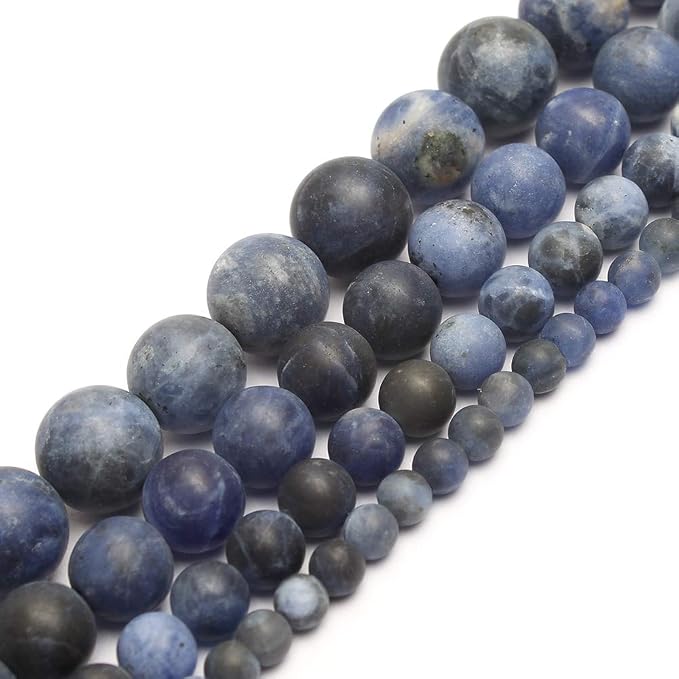 48pcs Natural Matte Olded Blue Sodalite Gemstone Beads，8mm Frosted Round Loose - Image 5