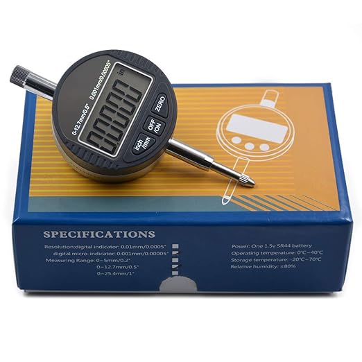 Electronic Digital Dial Indicator Gage Gauge Inch/Metric Conversion 0-0.5 Inch/12.7 mm 0.00005 Inch/0.001mm