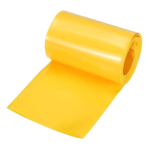 MECCANIXITY Battery Wrap PVC Heat Shrink Tubing 48mm Dia 75mm Flat 10 Feet(3meters) Yellow Good Insulation for Battery Pack