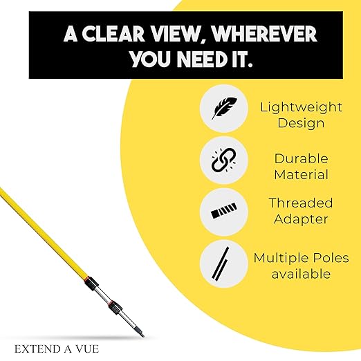 Inspection Mirror - Telescoping Heavy Duty, Lightweight & Durable, 6 ft - 18 ft Pole, 3 Size Acrylic Mirror