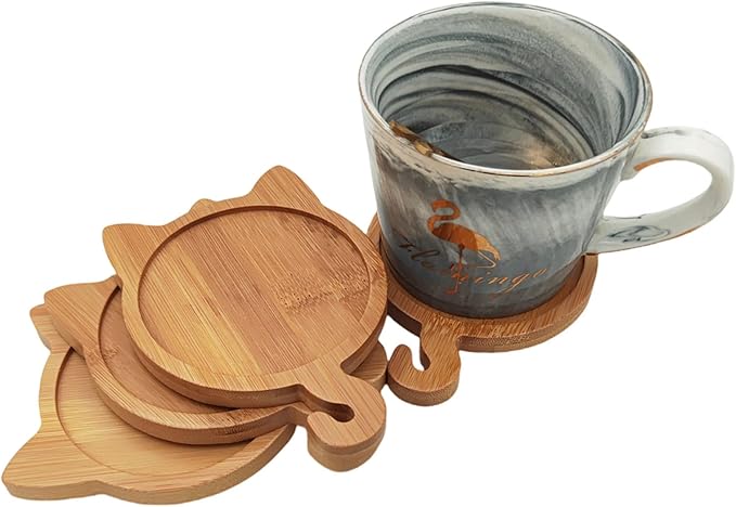 4PCS Mosaic Bamboo Coasters for Crafts, Blank Base Trays, Drinking Cup Coaster - Image 4
