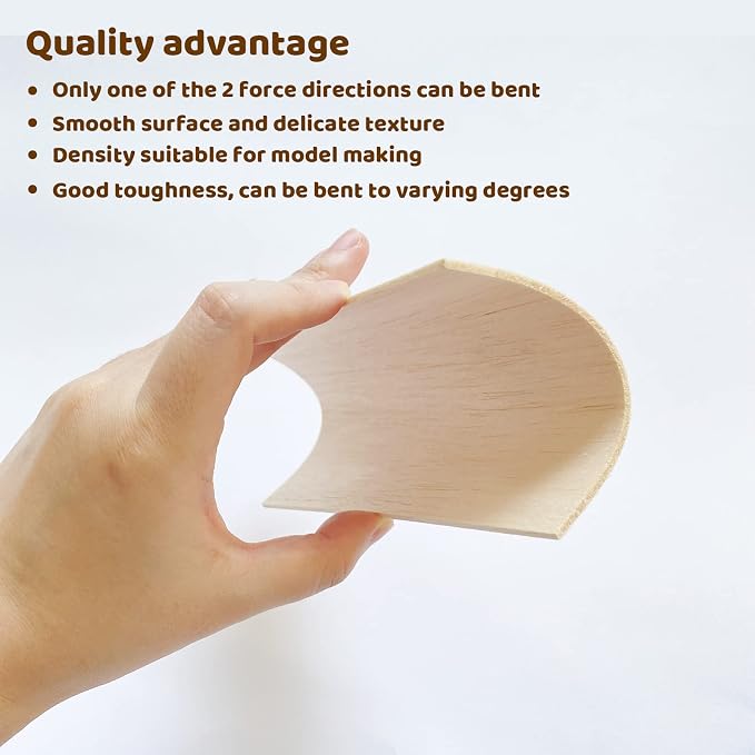 MUXGOA 20 Pcs Wood Sheets, Unfinished Balsa Wood Sheets - Image 3