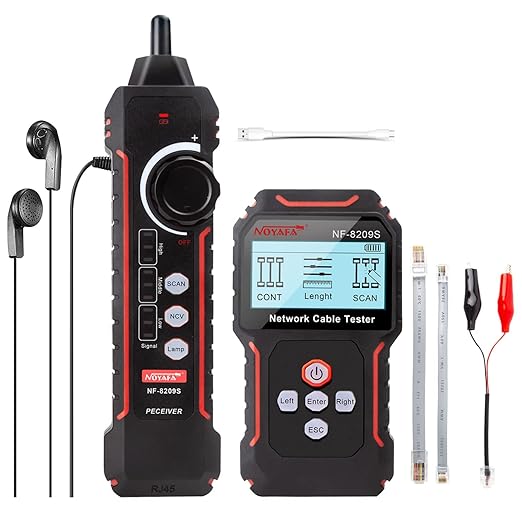 NOYAFA NF-8209S Upgrade Advanced Network Cable Tester with PoE& NCV, Cable Length Test, Port Flashing, Multifunction Anti Interference Scanning Modes Wire Tracker