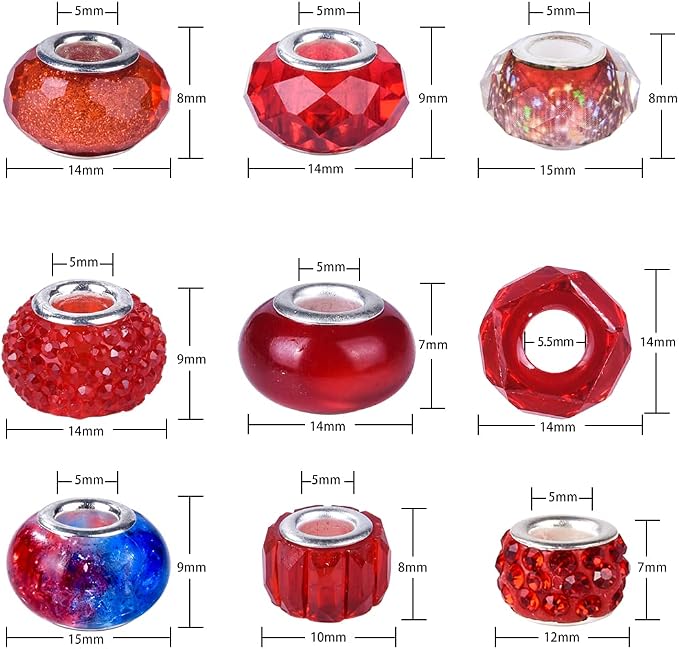 Aipridy Assortment European Large Hole Beads Spacer Beads Rhinestone Craft Beads - Image 4