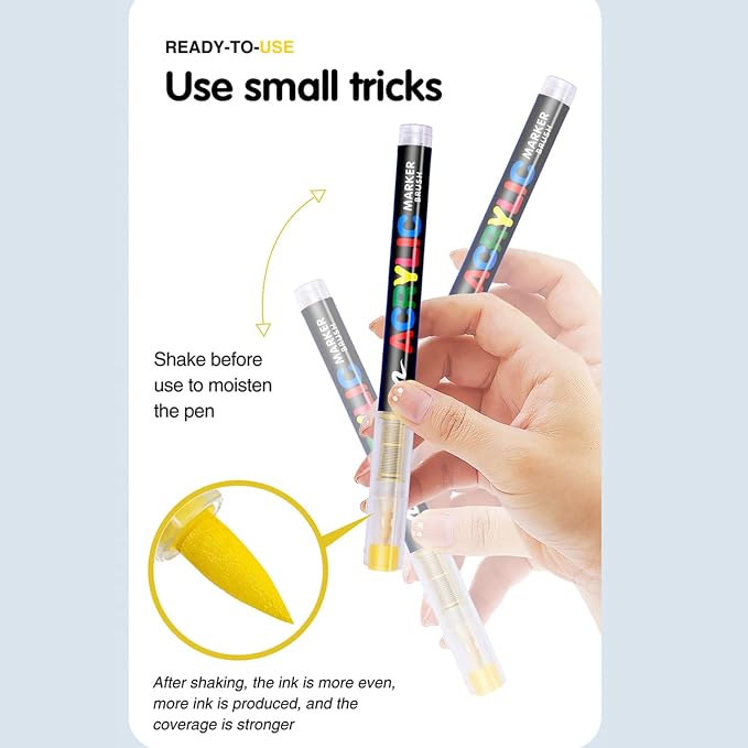 Acrylic Paint Markers Pens, 60 Vivid Colors Acrylic Markers Set, Direct Liquid - Image 8