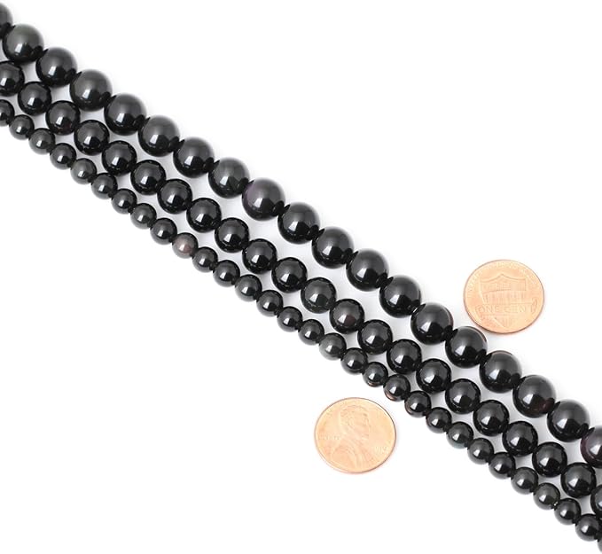 60PCS 6mm Natural Black Obsidian Gemstone Round Loose Beads Crystal Energy - Image 6