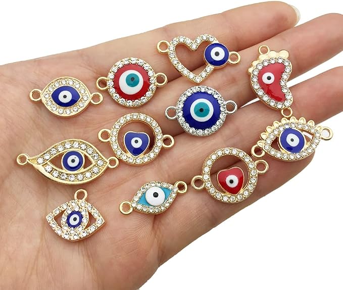 50pcs Evil Eye Beads Charms for Jewelry Making Assorted Evil Eye Connector - Image 3