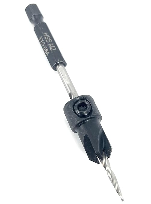 FTG USA #6 (9/64") Countersink Drill Bit for Wood with Tapered Drill Bit