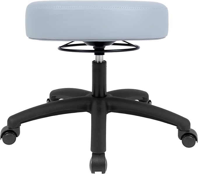 Chair Master 17" Round Vinyl Fabric Stool, Table Height, 360 deg Level Activation, Heavy Duty, Lab, Medical, Garage, Home, Spa, Cleanroom (Self Braking, Gray)
