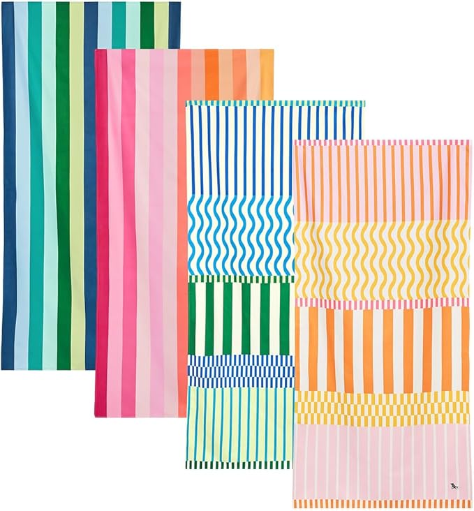 Dock & Bay Beach Towel - Quick Dry, Sand Free - Compact, Lightweight - 100% Recycled - Includes Bag - Sunset Boulevard - Set of 4 - Extra Large (200x90cm, 78x35)