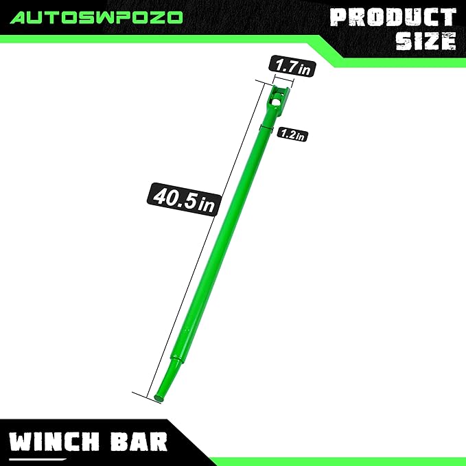 Winch Bar, Combination Winch Bars with Square Head for Flatbed Trailer Winches and Trucks, Painted Carbon-Steel Construction Winch Bar with No-Slip Handle, 2 Pack (Green)
