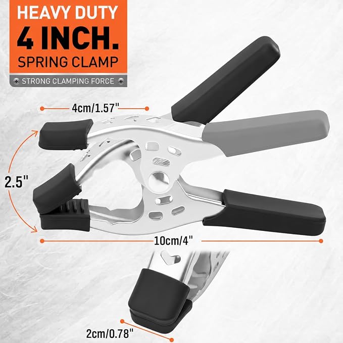 HORUSDY 8-Piece 4" inch Spring Clamp, Heavy Duty Spring Metal Spring Clamps - Image 2