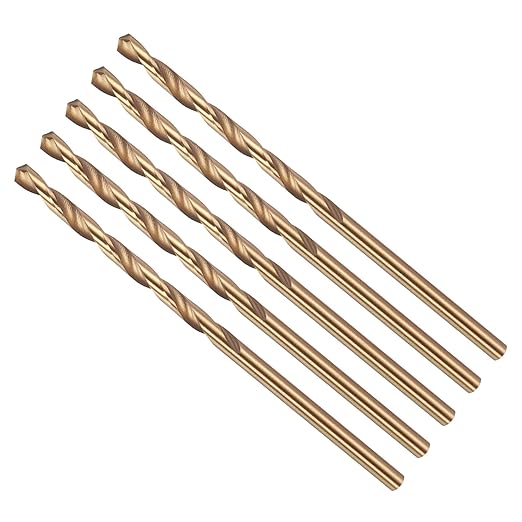 Drill Bit, #40 Cutting Diameter, 4341 HSS Gold Finish 118° Cutting Angle Number Jobber Bits - (Applications: for Drilling Soft Metal Plastic Wood), 5-Pieces