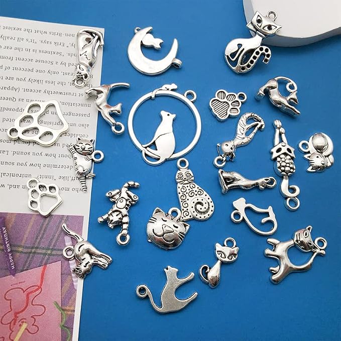 WOCRAFT 120pcs Antique Silver Cat Charm - Image 4