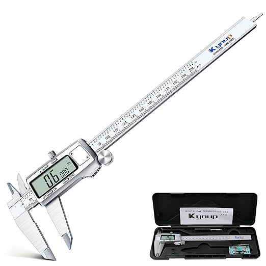 Kynup Digital Caliper 8 inch, Measuring Tool, Caliper Sets, Stainless Steel, Full Turn Off,Switch from Inch Metric Fraction, Micrometer Digital for Household, DIY(200MM)