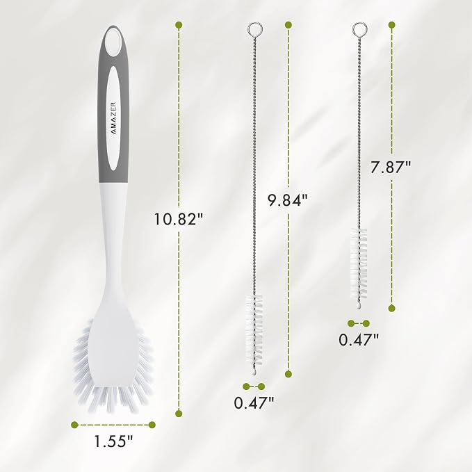 Amazer 4 Pack Dish Brush with Handle, Kitchen Scrub Brushes - Image 2