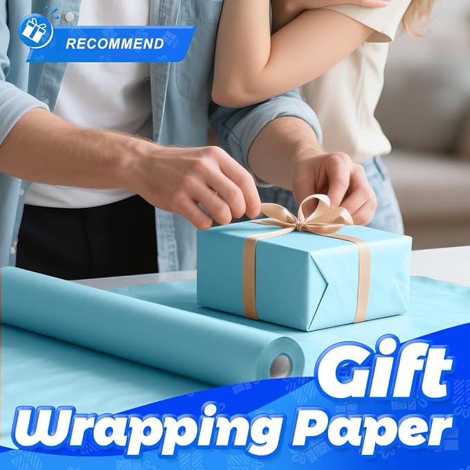 PerkHomy Light Blue Kraft Paper Roll 17.5" x 760" - Image 4