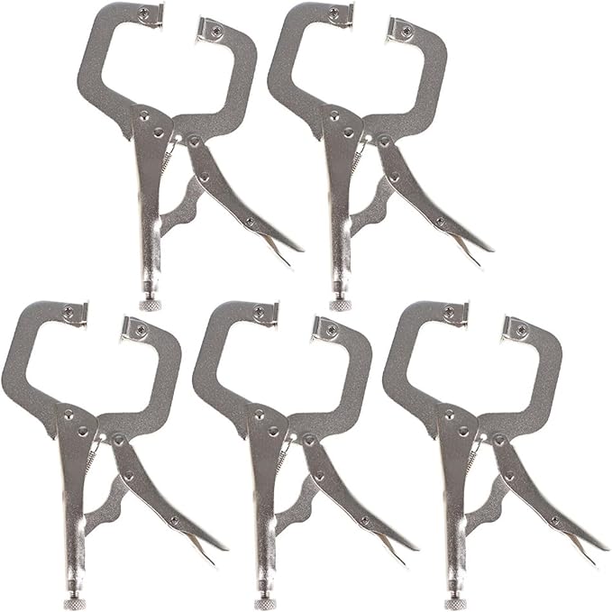 findmall 5Pcs 6 Inch Locking C Clamps with Swivel Pads Heavy Duty C-Type Locking Plier Table and Tool Vise Grip for Shop Home Farm and Automotive DIY Woodworking Welding Cabinetry Pocket Hole Joinery