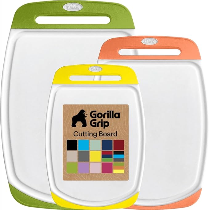 GORILLA GRIP BPA-Free Reversible Kitchen Cutting Board Set of 3 US Designed by Unknown