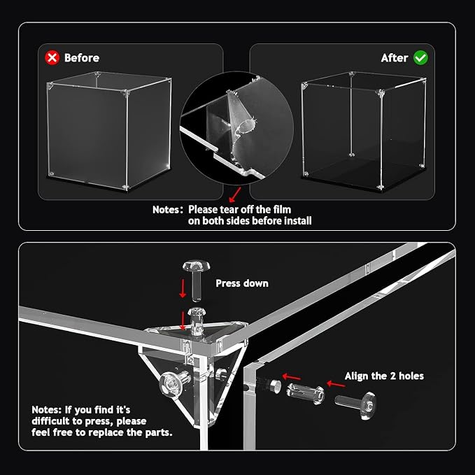 3MM Clear Acrylic Display Case, Zimo momo Self-Assemble Showcase - Image 6