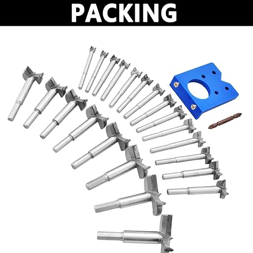 22 Pcs Forstner Drill Bit Set 10-54mm (2/5" to 2-1/8") Wood Hole Saw,Wood Cutter for Woodworking (22PCS Set (10-54mm))