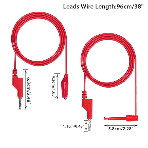 Sumnacon Multimeter Test Lead Set - Stackable Banana Plug to Test Hook, Banana Plug to Alligator Clips Test Cable Kit, Flexible Silicone Electrical Test Wire Leads with Protective