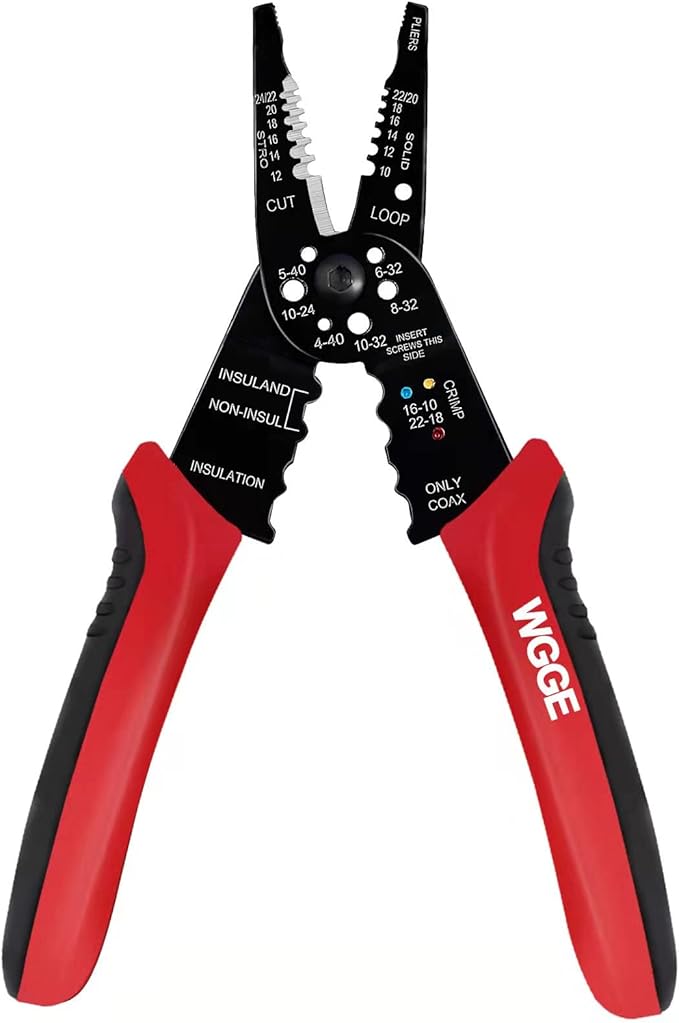 WGGE WG-015 Professional 8-inch Wire Stripper/wire crimping tool, Wire Cutter by WGGE