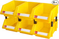 Plastic stackable storage bins tool storage bins for garage, workshop, office storage(Yellow,Pack of 6)