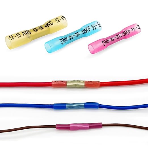 330Pcs Butt Connector, Automotive Electrical Connector Terminals, Waterproof Heat Shrink Wire Connectors Kit, Wire Splice Kit, Heat Shrink Tubing (22-10 AWG)